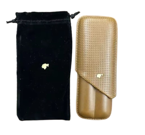 حافظة سيجار جلد بني ثنائي COHIBA Brown Leather Cigar Case