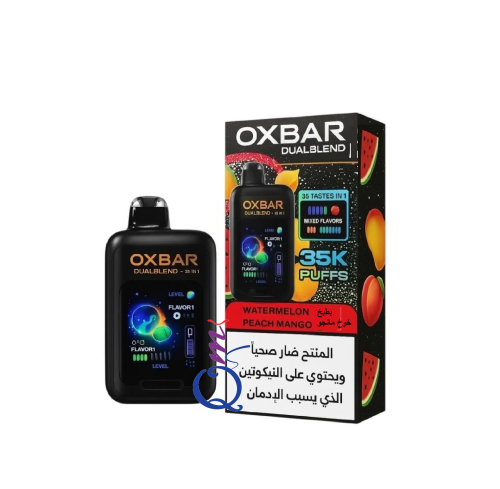 سحبة جاهزة بطيخ / خوخ مانجو OXBAR Dual Blend Watermelon / Peach Mango 35000 Puffs Disposable