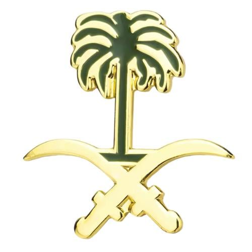 استكر معدني - سيفين ذهبي ونخلة اخضر