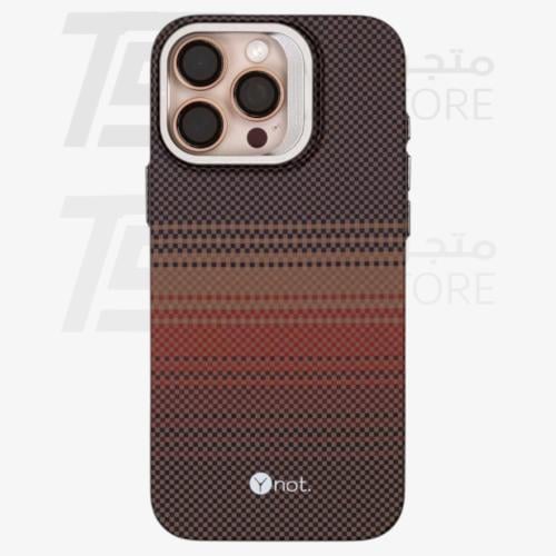 واي نوت - جراب حماية من ألياف الكربون الماج سيف مع ستاند للكاميرا بنى منقط أحمر