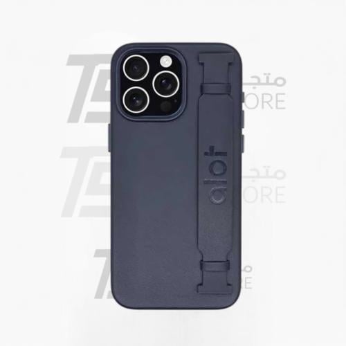 ألوت - كفر حماية Alot نوبل جلد ماج سيف مع اطار معدني للكاميرا للايفون  - ازرق غامق