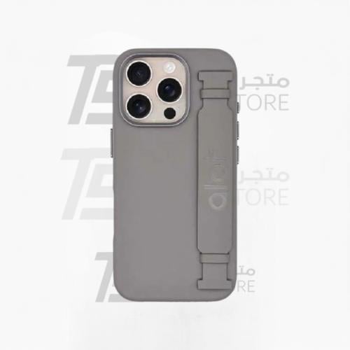 ألوت - كفر حماية Alot نوبل جلد ماج سيف مع اطار معدني للكاميرا للايفون  - رمادي