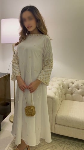 جلابيه لنن بشك يدوي