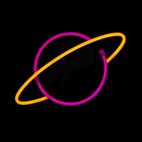 إضاءة نيون كوكب أصفر وردي