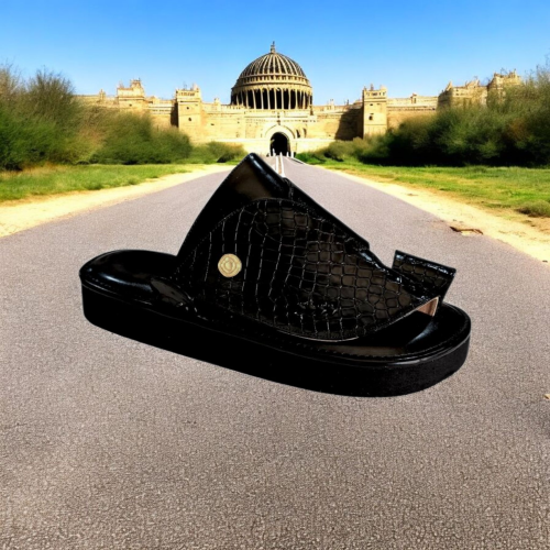 حذاء شرقي  اسود مربع