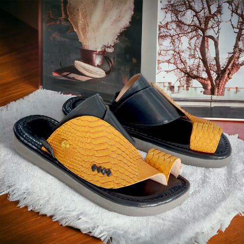 حذاء شرقى - ثعبان أصفر × رصاصي لماع وطني