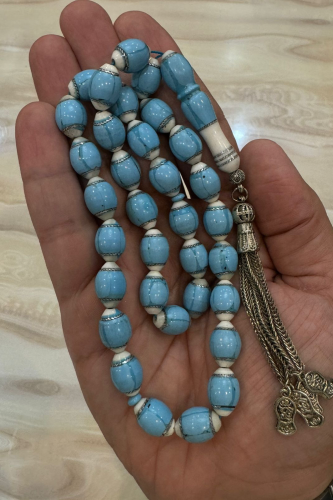 سبحة كوك بيضاوية الشكل حجر فيروزي