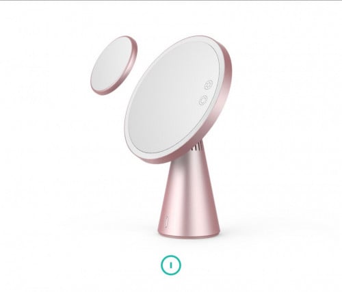 مرآة مون بإضاءة ليد متعددة الالوان مع مكبر بصري ونظام صوتي