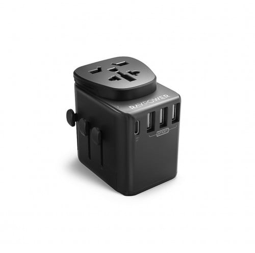 فيش شاحن السفر العالمي راف باور30 واط بتقنية الشحن السريع PD وتقنية الشحن الذكي ismart