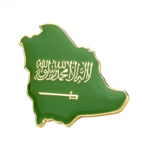 بروش سيفين ونخلة المملكة العربية السعودية باللون الذهبي والأخضر