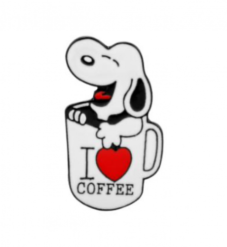 بروش بتصميم كلب و عبارة I love coffee