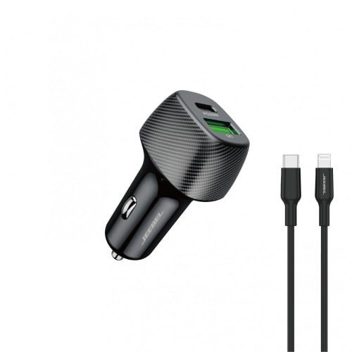 جيبل شاحن سيارة + كيبل ايفون بمنفذ PD-USB 38 واط