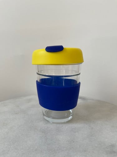 كوب قهوه 12oz مسكه سلكون غطاء اصفر