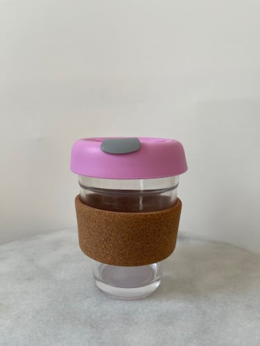 كوب قهوه 12oz مسكه خشب غطاء زهري