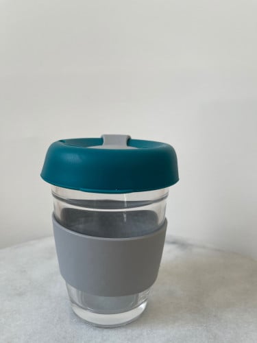 كوب قهوه 12oz مسكه سلكون غطاء اخضر