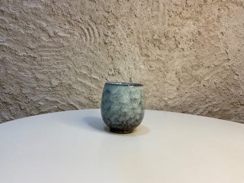 كوب سراميك 150 مل بني رشه ابيض فيروزي.