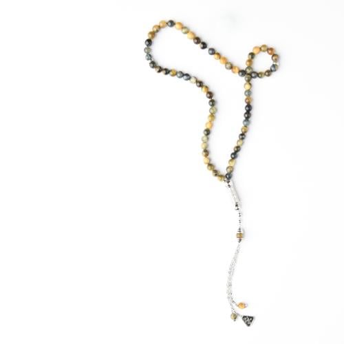 سبحة حجر عين النمر 6 ملم مع فضة