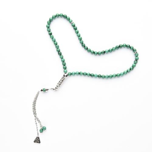 سبحة حجر الملكايت 6 ملم مع فضة