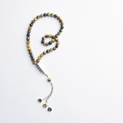 سبحة حجر عين النمر 8 ملم مع فضة