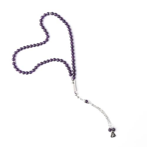 سبحة حجر اماتيست 6 ملم مع فضة