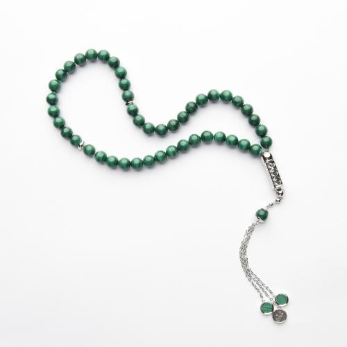 سبحة حجر ملكايت 8 ملم مع فضة