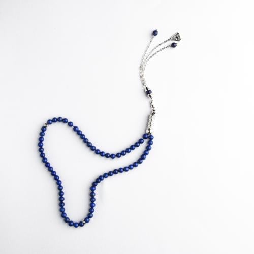 سبحة حجر لابيس لازولي 6 ملم مع فضة