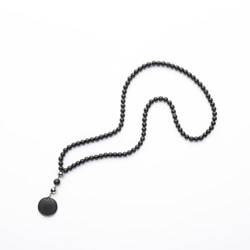 قلادة / سبحة من حجر الاونكس 99 حبة مع فضة