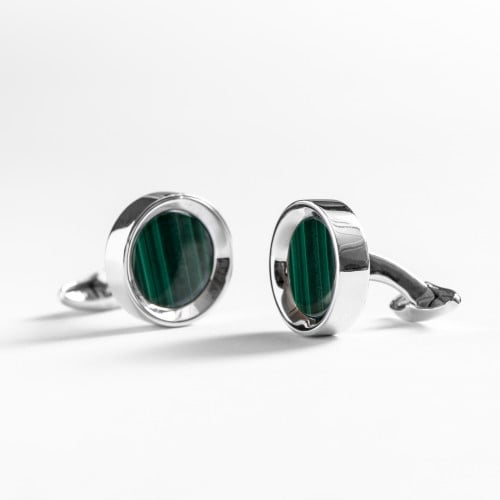 Malachite, Silver Cufflinks