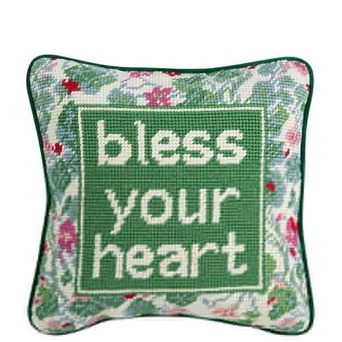 Furbish Studio Bless Your Heart Needlepoint Pillow