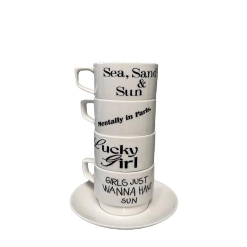 New aesthetic handmade ceramic mug with saucer 250...