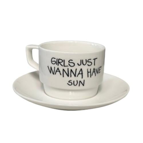 New aesthetic handmade ceramic mug with saucer 250...