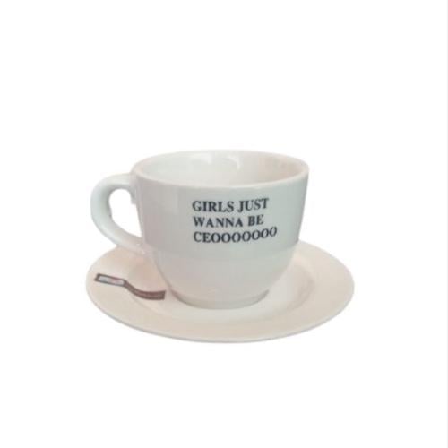 New aesthetic handmade ceramic mug with saucer 250...