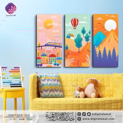 لوحات جدارية متعددة(لمدينة وغابة وريف)