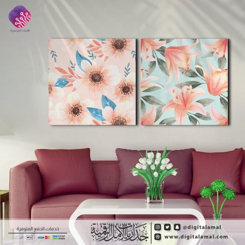 لوحات جدارية متعددة لخلفية من الزهور الجميلة