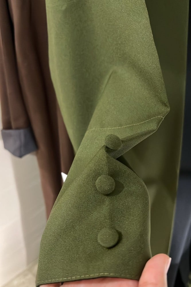 Olive and black crepe abaya