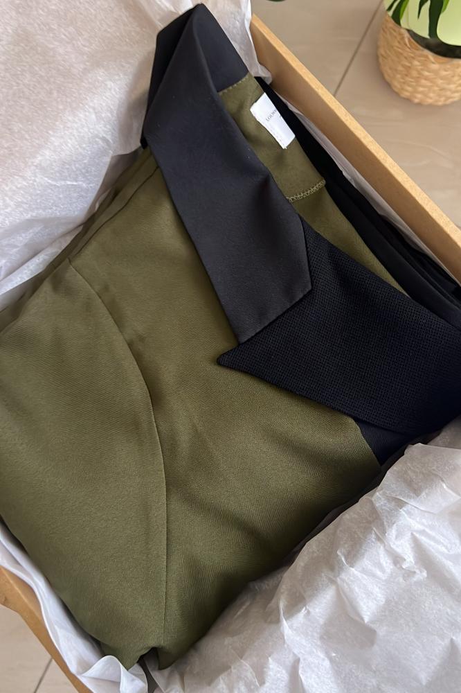 Olive and black crepe abaya