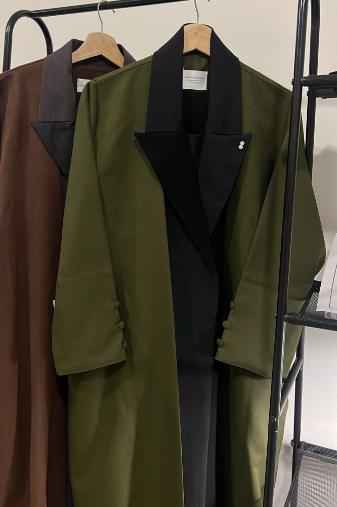 Olive and black crepe abaya