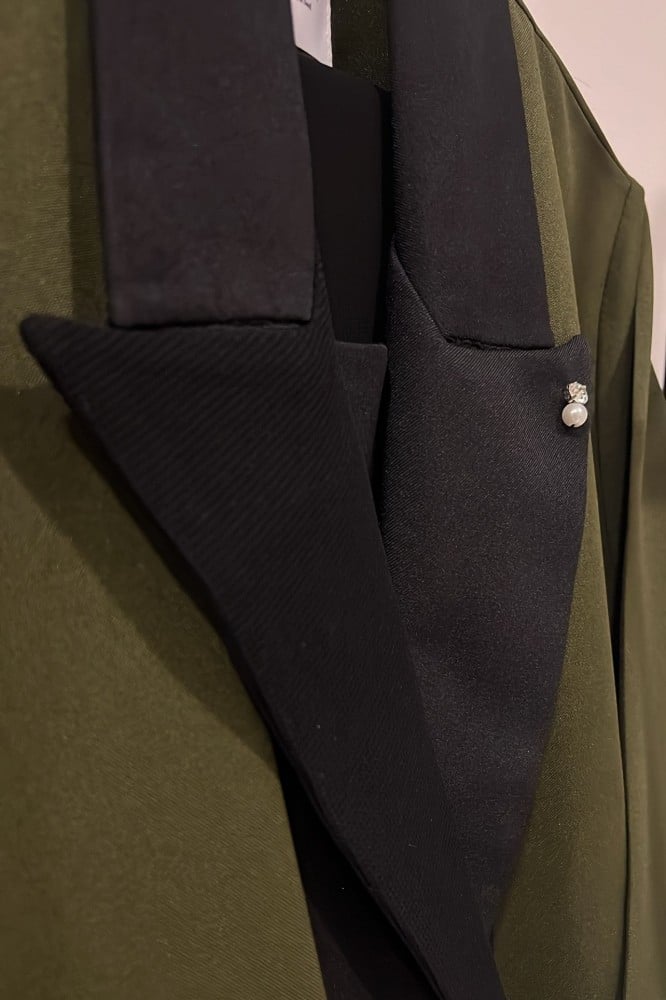 Olive and black crepe abaya