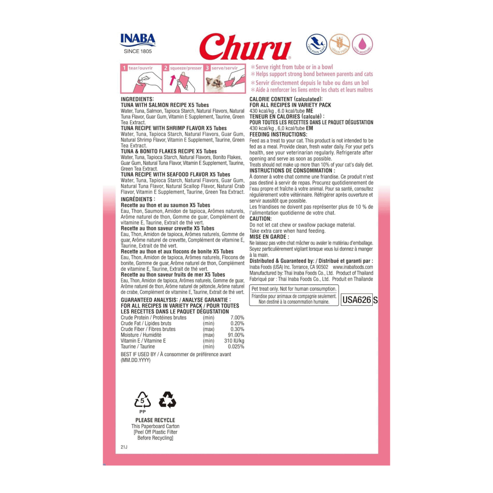 INABA Churu Cats Treats seafood mix Variety 20 x 14g