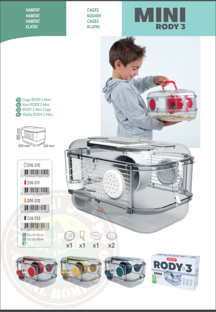 Zolux RODY 3 cage mini for Hamsters and rodents (multi color