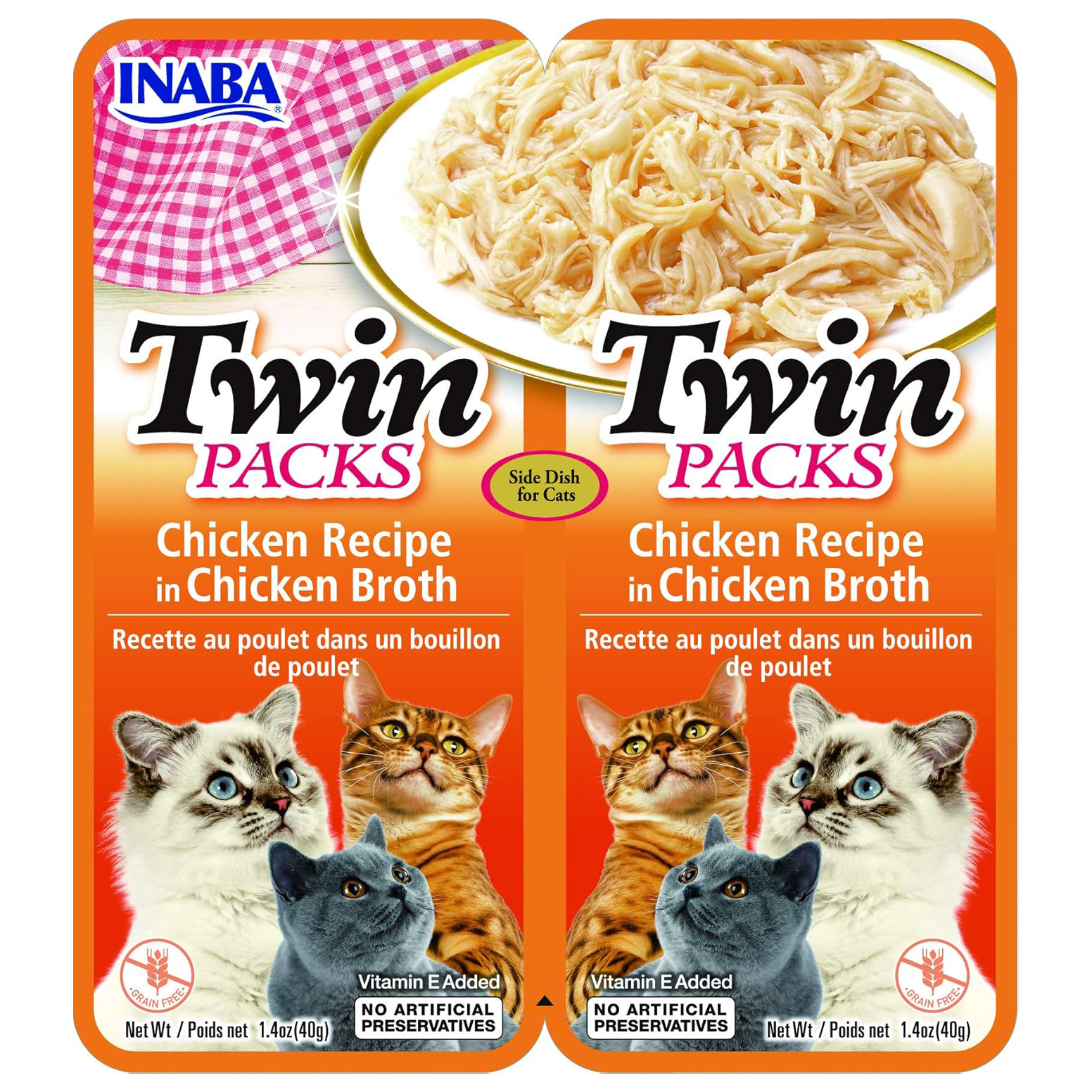 INABA Twin Packs Wet Food & Treats for Cats Chicken in Broth 2 x
