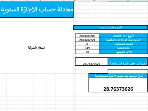 حاسبة رصيد الأيام وبدل الأجازة