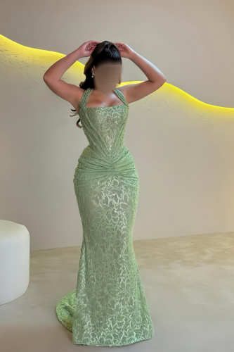 فستان سهره باللون الزيتي