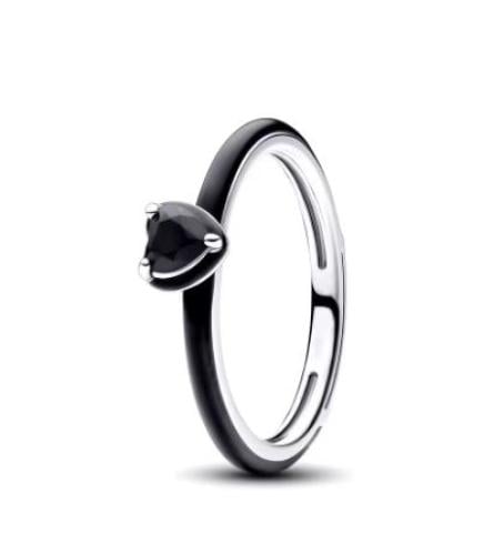 خاتم Pandora القلب الأسود فضه عيار 925