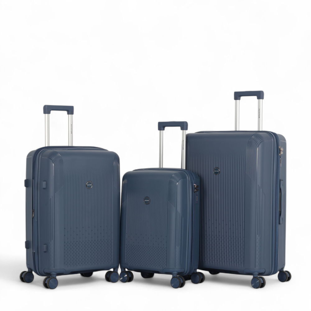 طقم شنط سفر من 3 قطع  من ماركة AVIATOR – بولي بروبلين متين  – ضمان 3 سنوات ضد الكسر