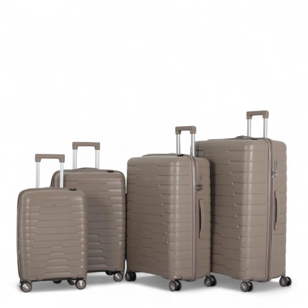 طقم شنط سفر - مصنوعه من مادة البولي بروبلين - ضد الكسر - كفرات دبل 360 درجة - مكون من 4 شنط سفر بمقاسات مختلفة