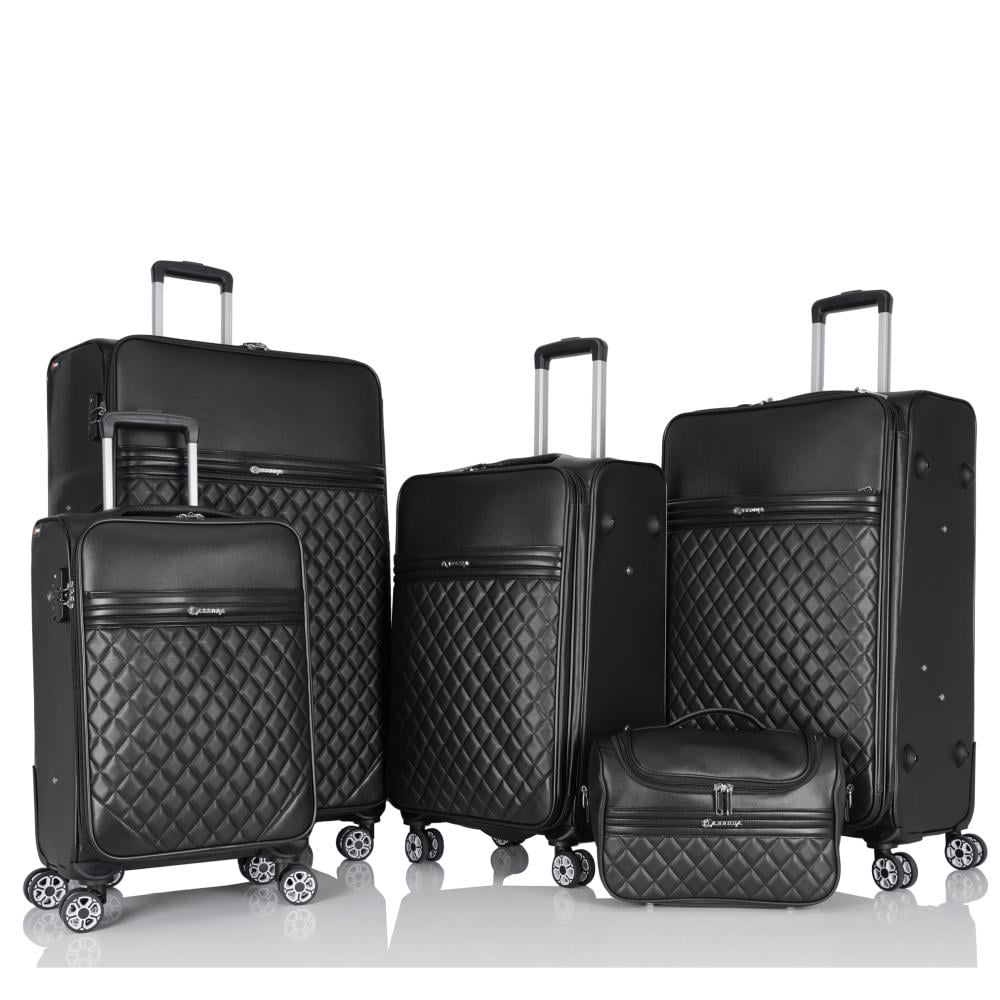 طقم شنط سفر جلد فاخر 5 قطع بتصميم أنيق وعالي الجودة