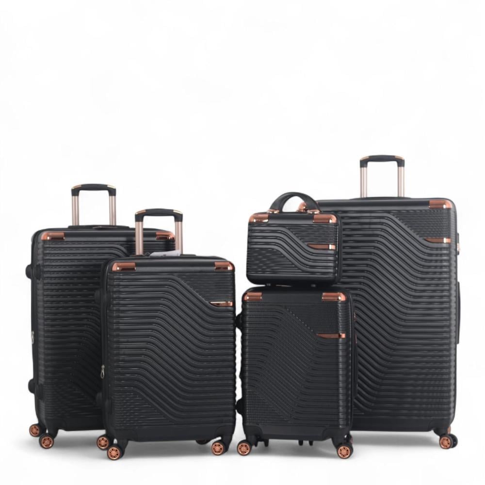 طقم حقائب سفر فاخرة للعرائس - 5 قطع (مقاسات كبيرة ومقاومة للكسر مع لمسة نيكل عصرية)