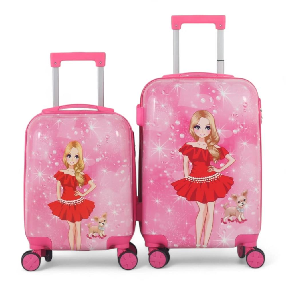 طقم شنط سفر اطفال تتزين بشخصيات مختلفه - مكون من 2 قطعتين مقاس 20 بوصة و 18 بوصة