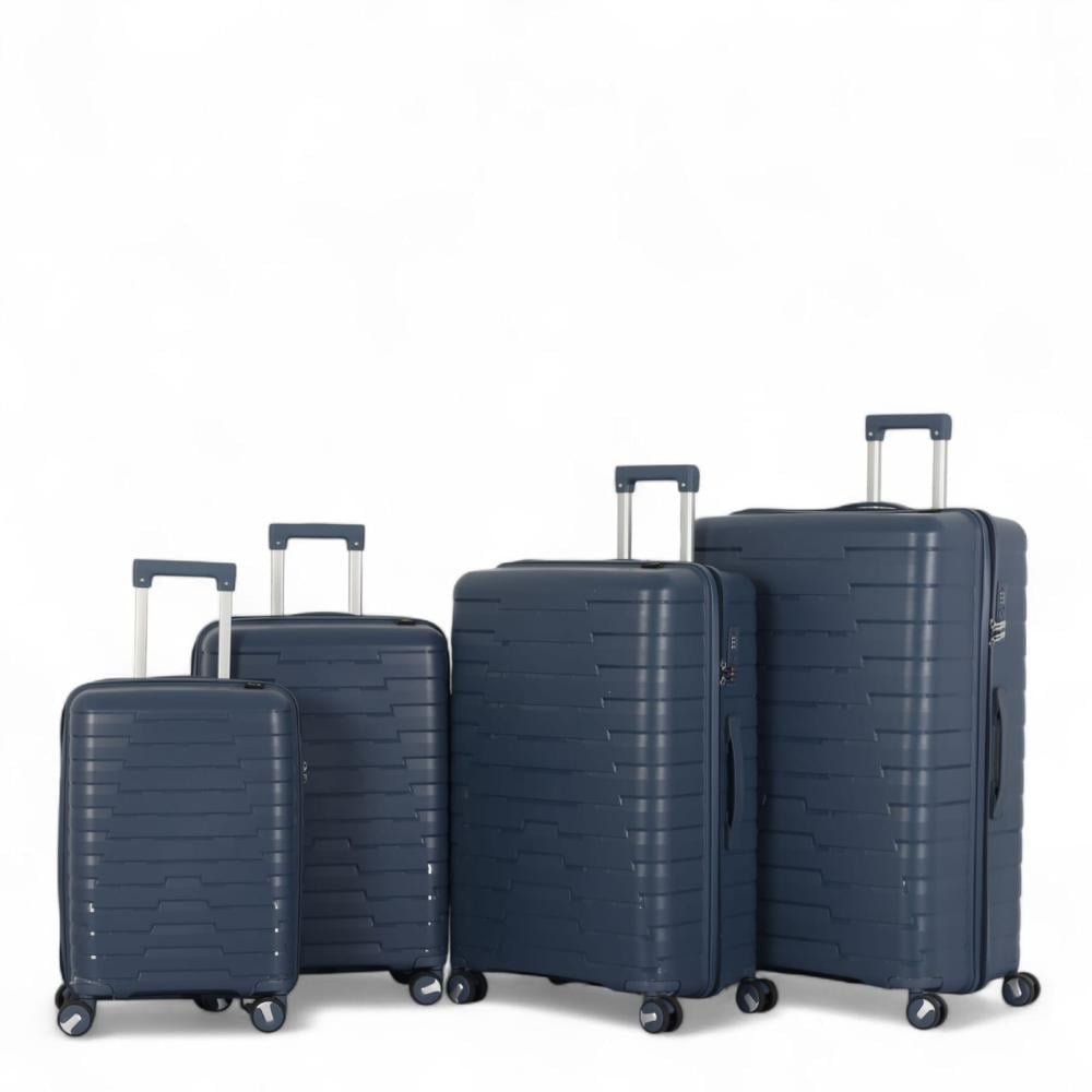 طقم شنط سفر - مصنوعه من مادة البولي بروبلين - ضد الكسر - كفرات دبل 360 درجة - مكون من 4 شنط سفر بمقاسات مختلفة